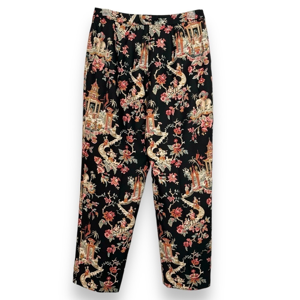 Talbots Petites Size 6 Silk Asian Print High Rise Lined Pants